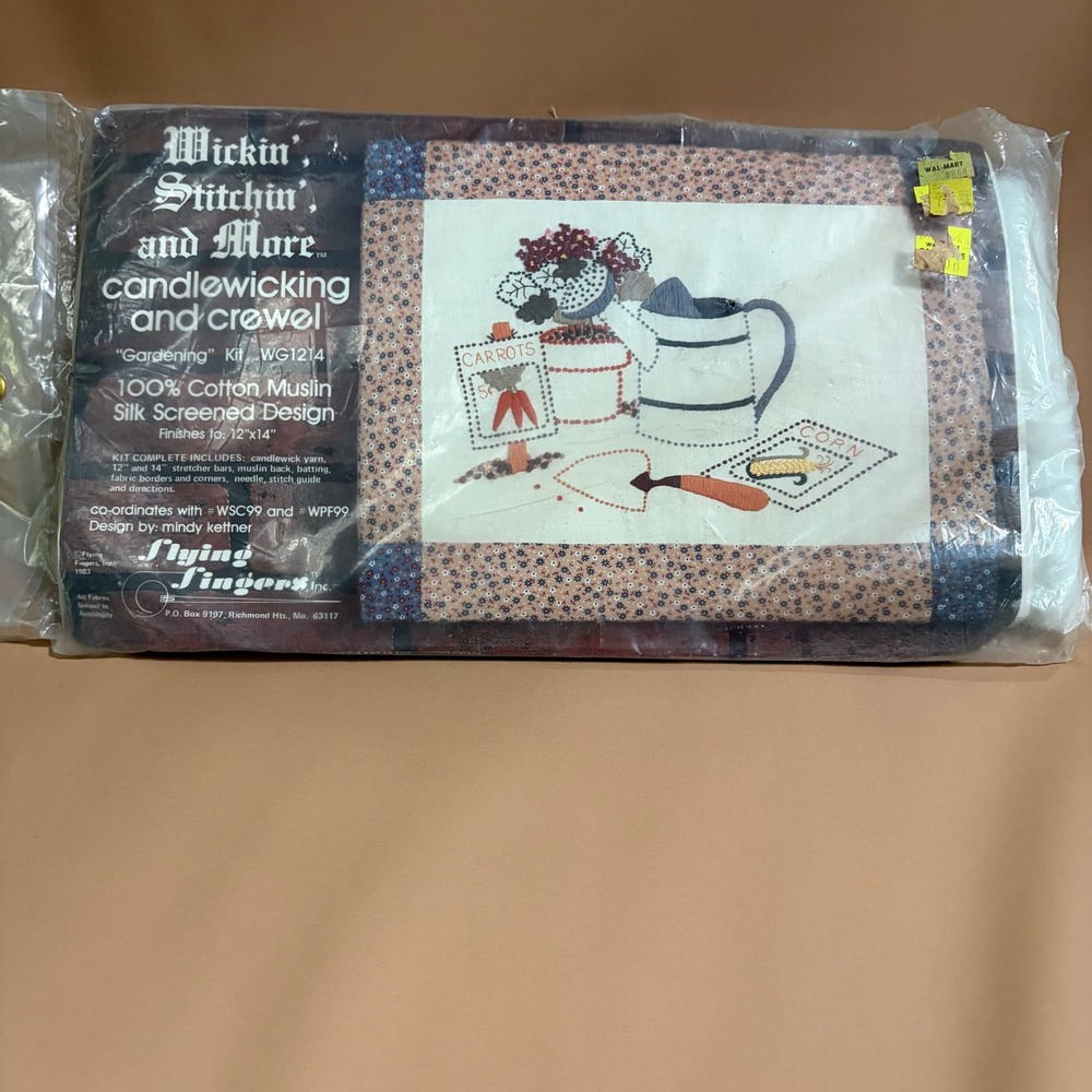 Vtg 1983 Flying Fingers‎ Gardening Candlewicking Crewel Kit WG1214 Mindy Kettner